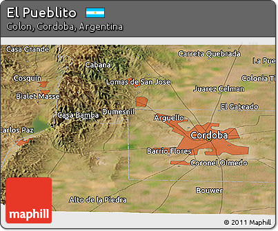 Satellite Panoramic Map of El Pueblito