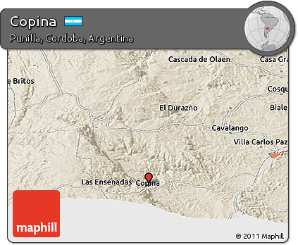 Shaded Relief Panoramic Map of Copina