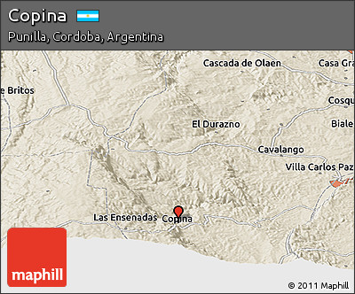 Shaded Relief Panoramic Map of Copina