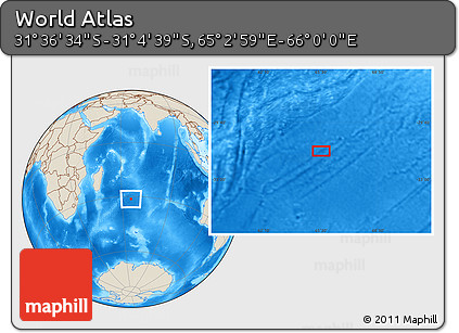Shaded Relief Location Map of the Area around 31° 20' 36" S, 65° 31' 30" E