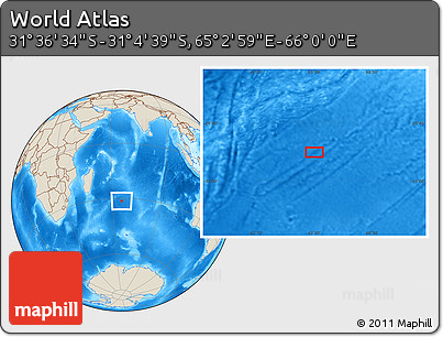 Shaded Relief Location Map of the Area around 31° 20' 36" S, 65° 31' 30" E