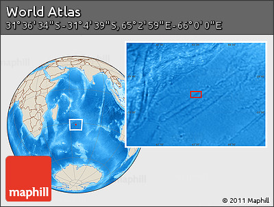 Shaded Relief Location Map of the Area around 31° 20' 36" S, 65° 31' 30" E