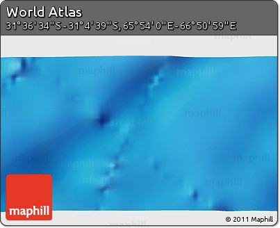 Physical 3D Map of the Area around 31° 20' 36" S, 66° 22' 30" E