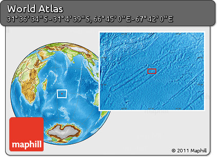 Physical Location Map of the Area around 31° 20' 36" S, 67° 13' 29" E