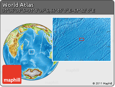 Physical Location Map of the Area around 31° 20' 36" S, 67° 13' 29" E