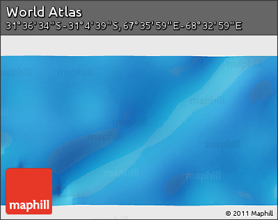 Physical 3D Map of the Area around 31° 20' 36" S, 68° 4' 29" E