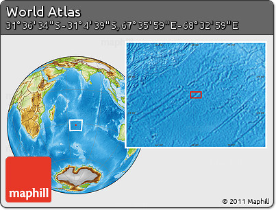 Physical Location Map of the Area around 31° 20' 36" S, 68° 4' 29" E