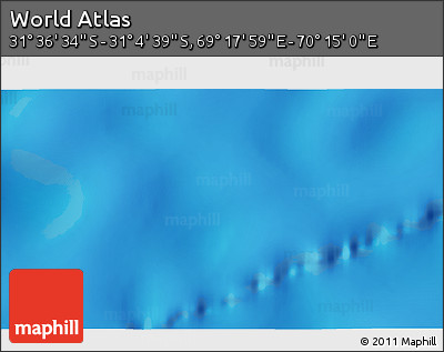 Physical 3D Map of the Area around 31° 20' 36" S, 69° 46' 30" E