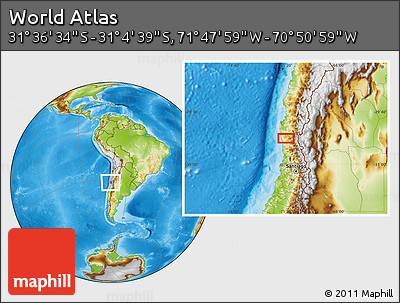 Physical Location Map of the Area around 31° 20' 36" S, 71° 19' 29" W