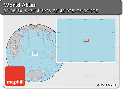 Gray Location Map of the Area around 31° 20' 36" S, 73° 10' 30" E