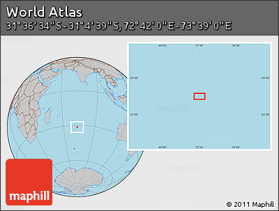 Gray Location Map of the Area around 31° 20' 36" S, 73° 10' 30" E