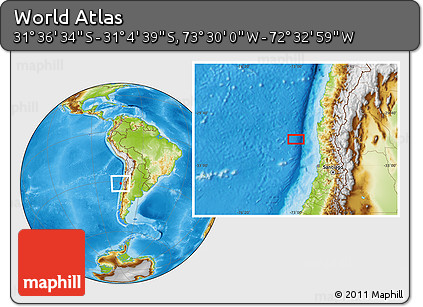 Physical Location Map of the Area around 31° 20' 36" S, 73° 1' 30" W