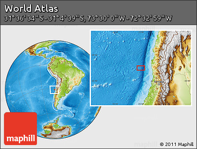 Physical Location Map of the Area around 31° 20' 36" S, 73° 1' 30" W