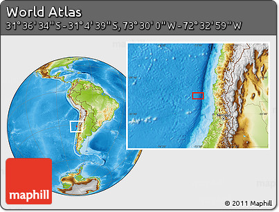 Physical Location Map of the Area around 31° 20' 36" S, 73° 1' 30" W