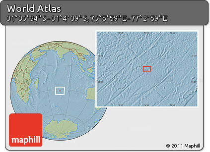 Savanna Style Location Map of the Area around 31° 20' 36" S, 76° 34' 29" E, hill shading