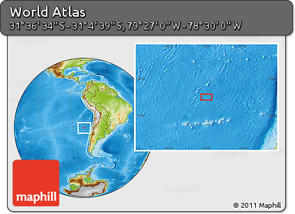 Physical Location Map of the Area around 31° 20' 36" S, 78° 58' 29" W