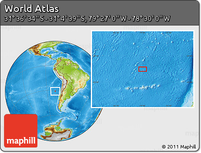 Physical Location Map of the Area around 31° 20' 36" S, 78° 58' 29" W