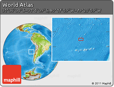 Physical Location Map of the Area around 31° 20' 36" S, 79° 49' 29" W
