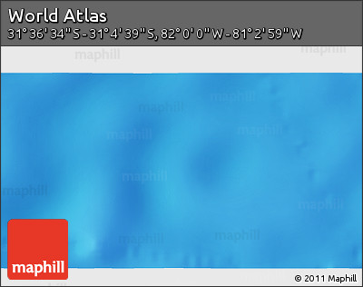 Physical 3D Map of the Area around 31° 20' 36" S, 81° 31' 30" W