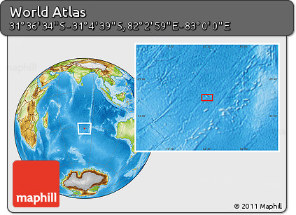 Physical Location Map of the Area around 31° 20' 36" S, 82° 31' 30" E