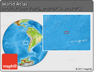 Physical Location Map of the Area around 31° 20' 36" S, 82° 22' 30" W