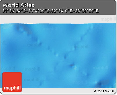 Physical 3D Map of the Area around 31° 20' 36" S, 83° 22' 30" E