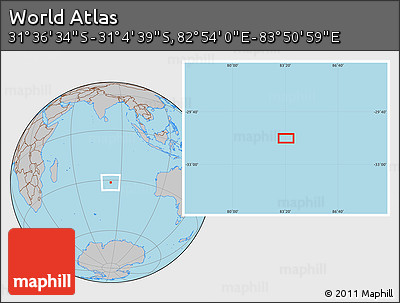 Gray Location Map of the Area around 31° 20' 36" S, 83° 22' 30" E