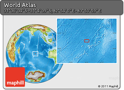 Physical Location Map of the Area around 31° 20' 36" S, 83° 22' 30" E