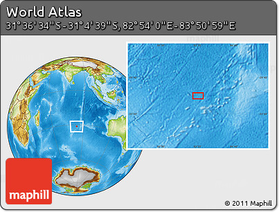 Physical Location Map of the Area around 31° 20' 36" S, 83° 22' 30" E