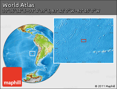 Physical Location Map of the Area around 31° 20' 36" S, 83° 13' 29" W