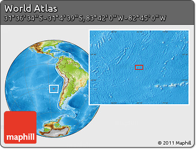 Physical Location Map of the Area around 31° 20' 36" S, 83° 13' 29" W