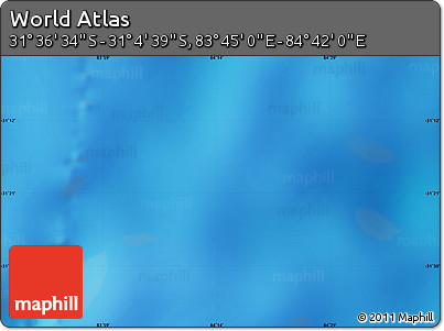 Physical Map of the Area around 31° 20' 36" S, 84° 13' 29" E