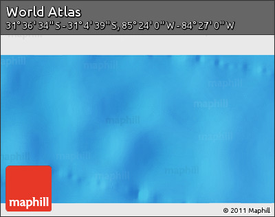 Physical 3D Map of the Area around 31° 20' 36" S, 84° 55' 30" W