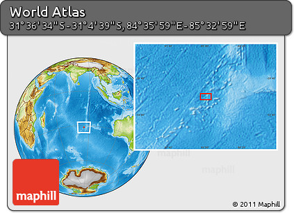Physical Location Map of the Area around 31° 20' 36" S, 85° 4' 29" E