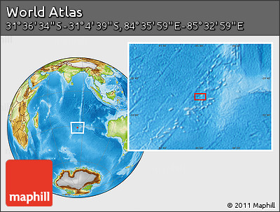 Physical Location Map of the Area around 31° 20' 36" S, 85° 4' 29" E