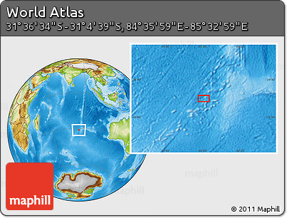 Physical Location Map of the Area around 31° 20' 36" S, 85° 4' 29" E