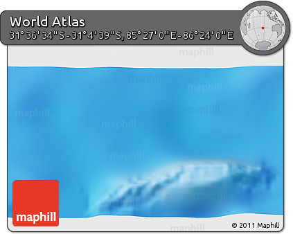 Physical 3D Map of the Area around 31° 20' 36" S, 85° 55' 30" E