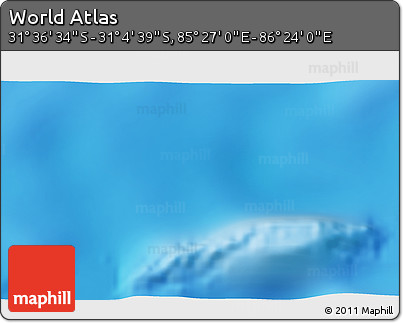 Physical 3D Map of the Area around 31° 20' 36" S, 85° 55' 30" E