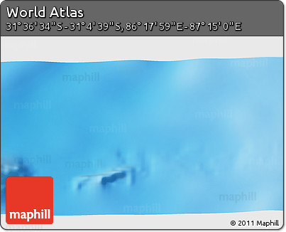 Physical 3D Map of the Area around 31° 20' 36" S, 86° 46' 30" E