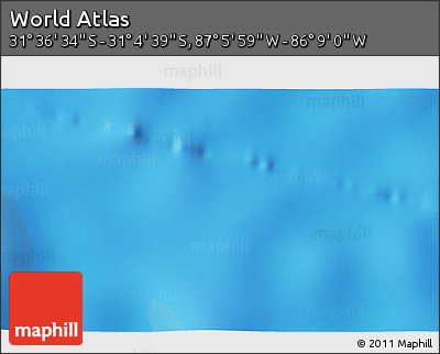 Physical 3D Map of the Area around 31° 20' 36" S, 86° 37' 30" W