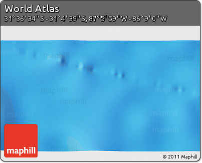 Physical 3D Map of the Area around 31° 20' 36" S, 86° 37' 30" W