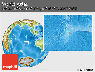 Physical Location Map of the Area around 31° 20' 36" S, 87° 37' 30" E