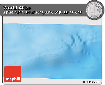 Physical 3D Map of the Area around 31° 20' 36" S, 88° 28' 29" E