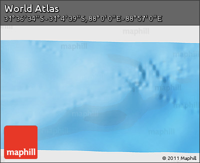 Physical 3D Map of the Area around 31° 20' 36" S, 88° 28' 29" E