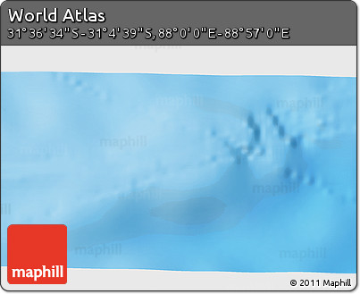 Physical 3D Map of the Area around 31° 20' 36" S, 88° 28' 29" E