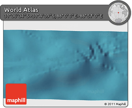 Satellite 3D Map of the Area around 31° 20' 36" S, 88° 28' 29" E