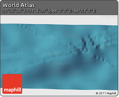 Satellite 3D Map of the Area around 31° 20' 36" S, 88° 28' 29" E