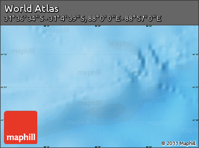 Physical Map of the Area around 31° 20' 36" S, 88° 28' 29" E