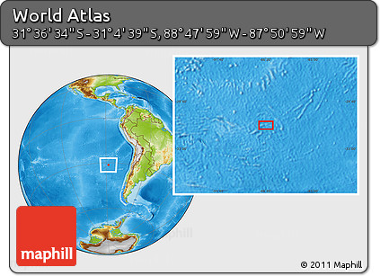 Physical Location Map of the Area around 31° 20' 36" S, 88° 19' 29" W