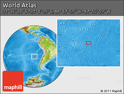 Physical Location Map of the Area around 31° 20' 36" S, 88° 19' 29" W